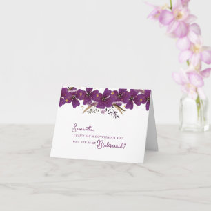Tarjeta Flores Púrpura Serás Mi Propuesta De La Novia
