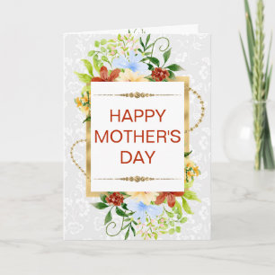 Tarjeta Flores Rojas, Azules y Amarillas y Día de la Madre