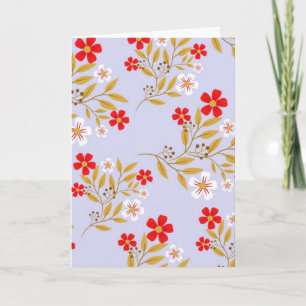 Tarjeta Flores rojas bonitas de estilo vintage en patrón a