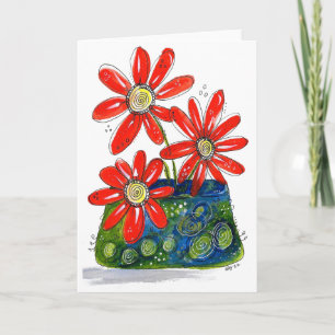 Tarjeta Flores rojas singulares