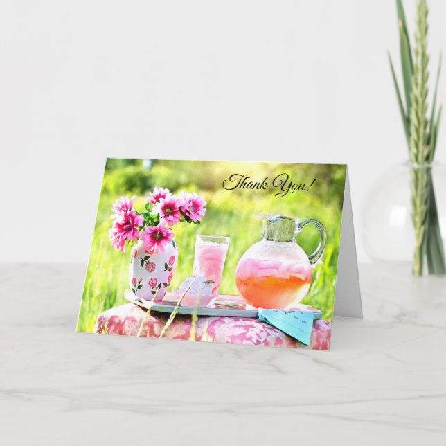 Tarjeta Flores Rosa De bonito Y Bebida Lemonade De Fresa (Anverso)