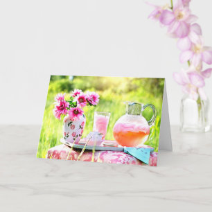Tarjeta Flores Rosa De bonito Y Bebida Lemonade De Fresa
