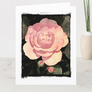 Tarjeta Flores rosa rosadas antiguas Cumpleaños Grande