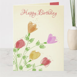 Tarjeta Flores Rosa Y Naranja