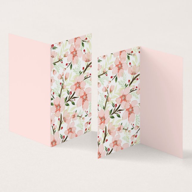 Tarjeta Flores rosadas (Interior y exterior)