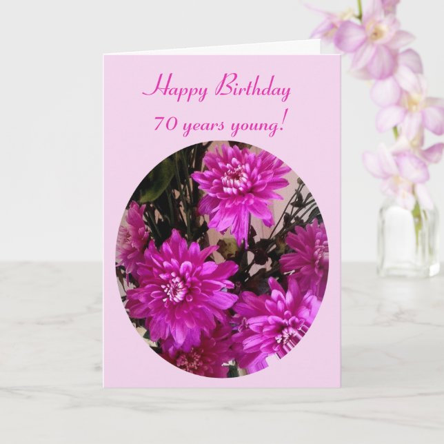 Tarjeta Flores Rosadas Brillantes Cumpleaños Edad Floral (Orquídea)