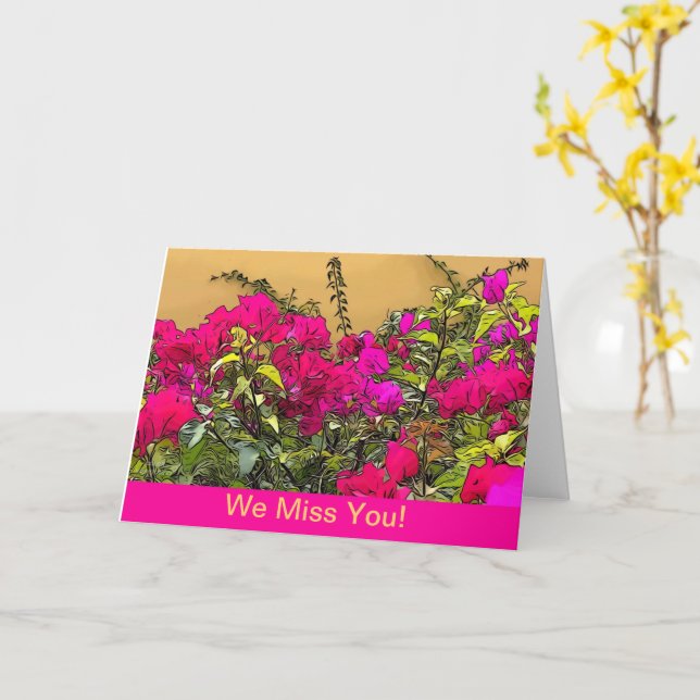 Tarjeta Flores rosadas calientes - Curacao (flor amarilla)