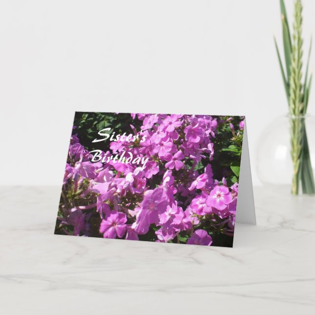 Tarjeta Flores rosadas de cumpleaños de la hermana (Anverso)