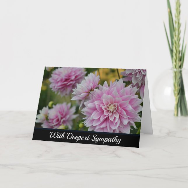 Tarjeta Flores rosadas de Dahlia en la simpatía de RHS Gar (Anverso)