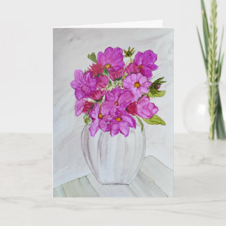 Tarjeta Flores rosadas en jarrón