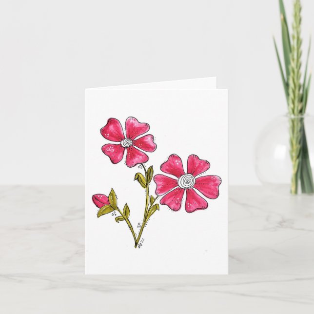 Tarjeta Flores rosadas extravagantes (Anverso)