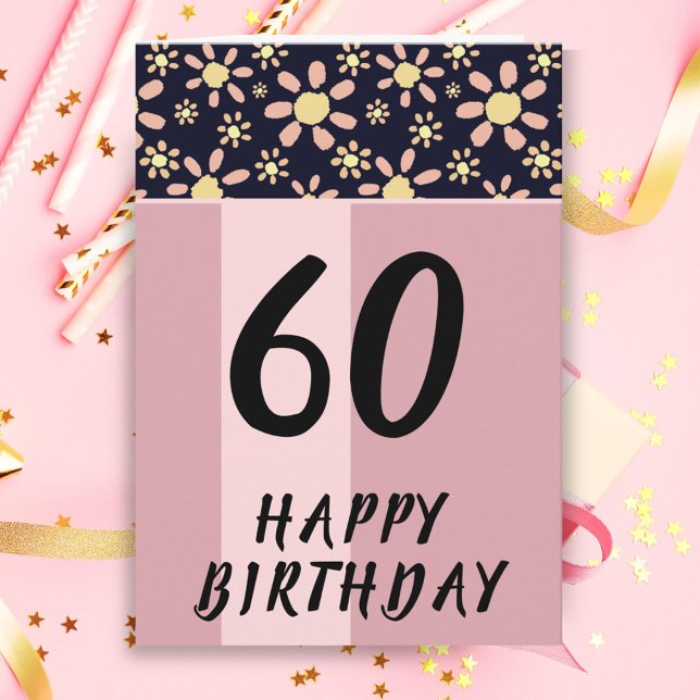 Tarjeta Flores rosadas modernas florales mujer 60 cumpleañ (Subido por el creador)