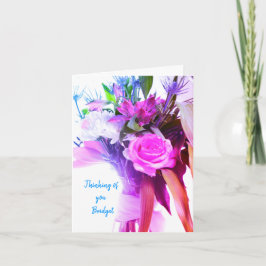 Tarjeta Flores rosadas pensando en ti, te pondrás bien pro