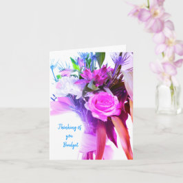 Tarjeta Flores rosadas pensando en ti, te pondrás bien pro