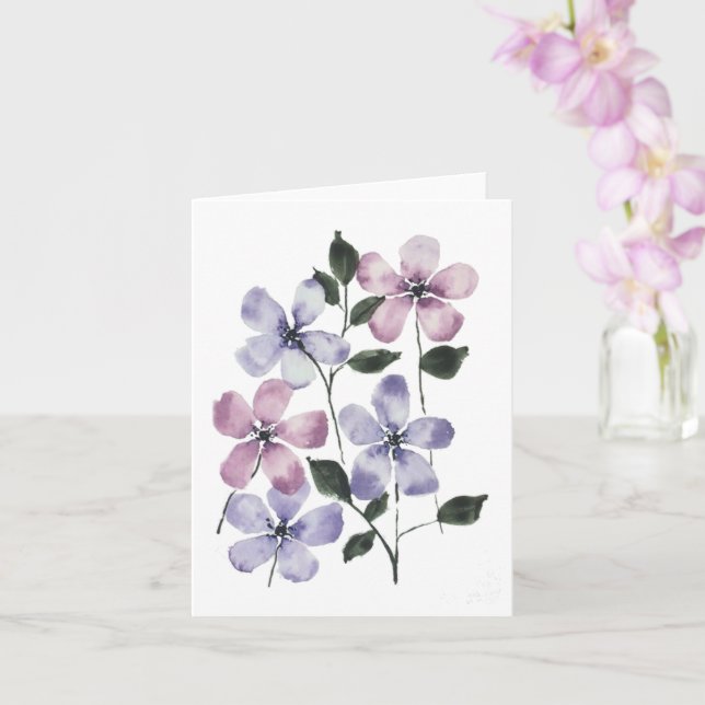Tarjeta Flores rosadas y azules (Orquídea)