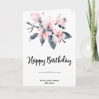 Flores rosadas y grises Clase alta Cumpleaños con