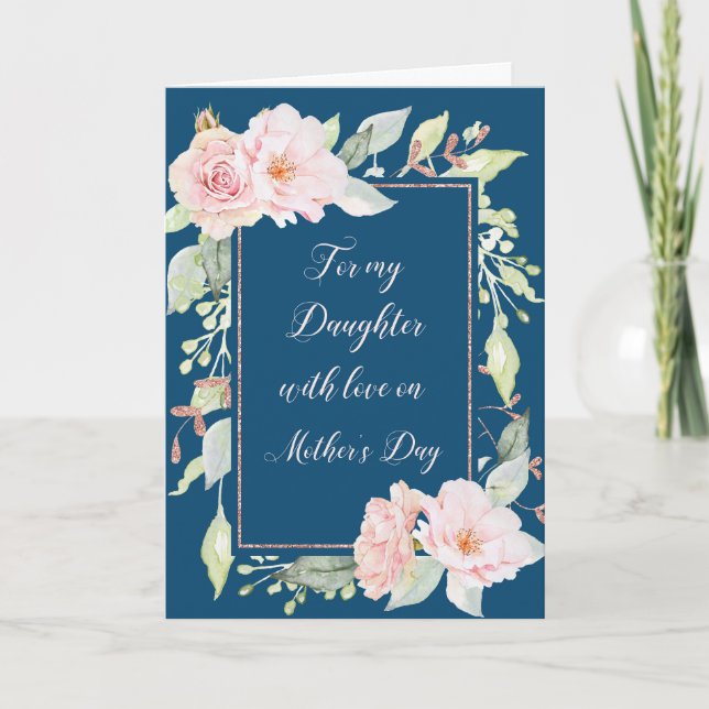 Tarjeta Flores rosas azules de la marina hieren del día de (Anverso)