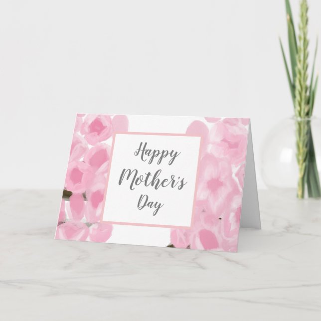 Tarjeta Flores rosas felices del Día de la Madre (Anverso)