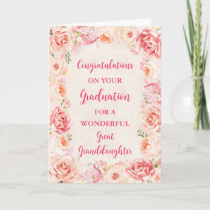 Tarjeta Flores rosas Gran Nieta Graduada