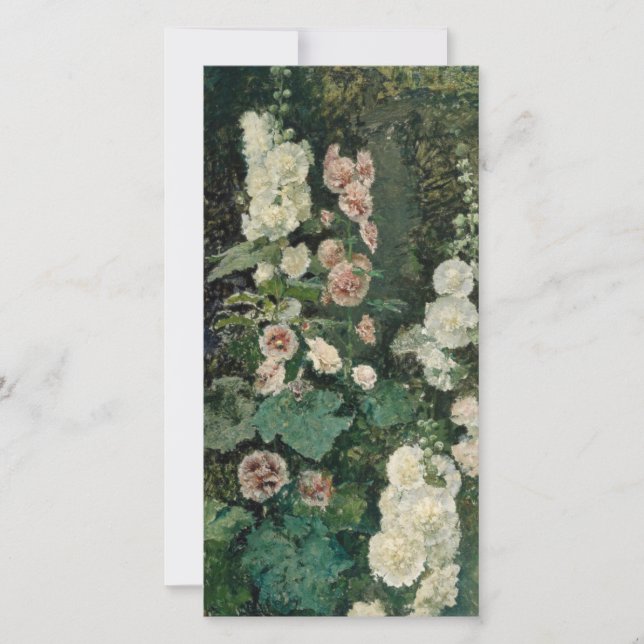 Tarjeta Flores Rosas Hollyhock (Anverso)