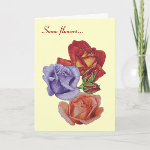 Tarjeta flores rosas rojas y rosas brotes florales