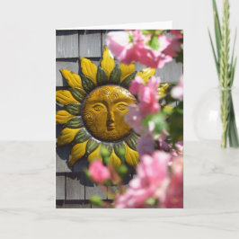 Tarjeta Flores rosas y sol - Viñedo de Martha