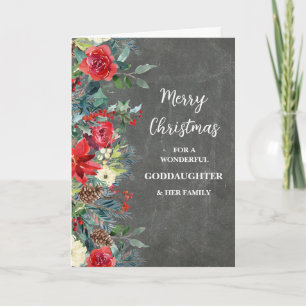 Tarjeta Flores rusas, diosa hija y Navidades familiares