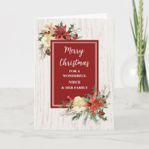 Tarjeta Flores Rústicas Nochebuena y Feliz Navidad a la Fa