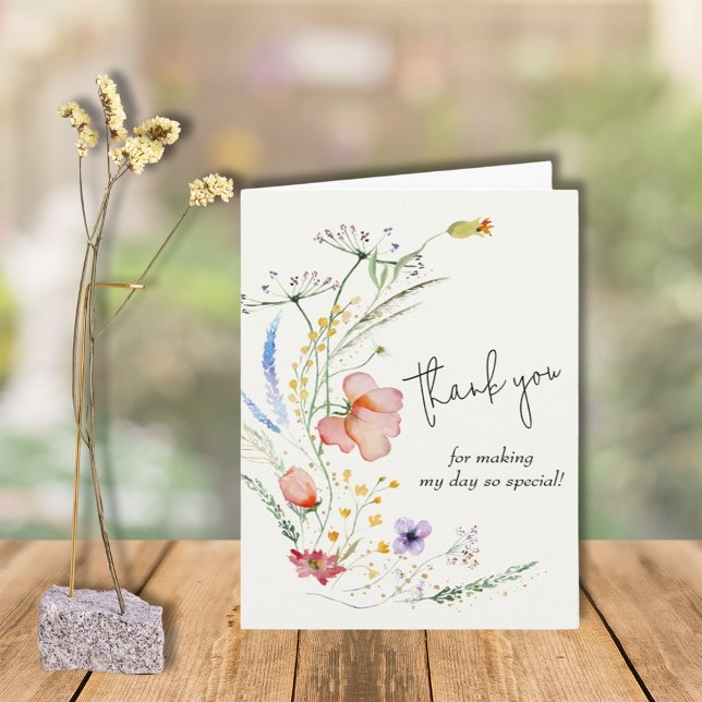 Tarjeta Flores salvajes Baby Shower Green Gracias (Subido por el creador)