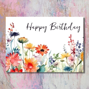 Tarjeta Flores salvajes de colores Flores vibrantes Cumple