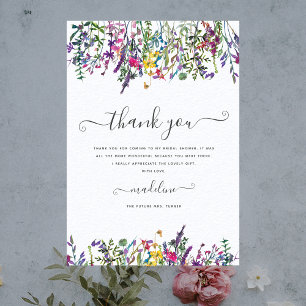 Tarjeta Flores salvajes Meadow Ducha nupcial Gracias