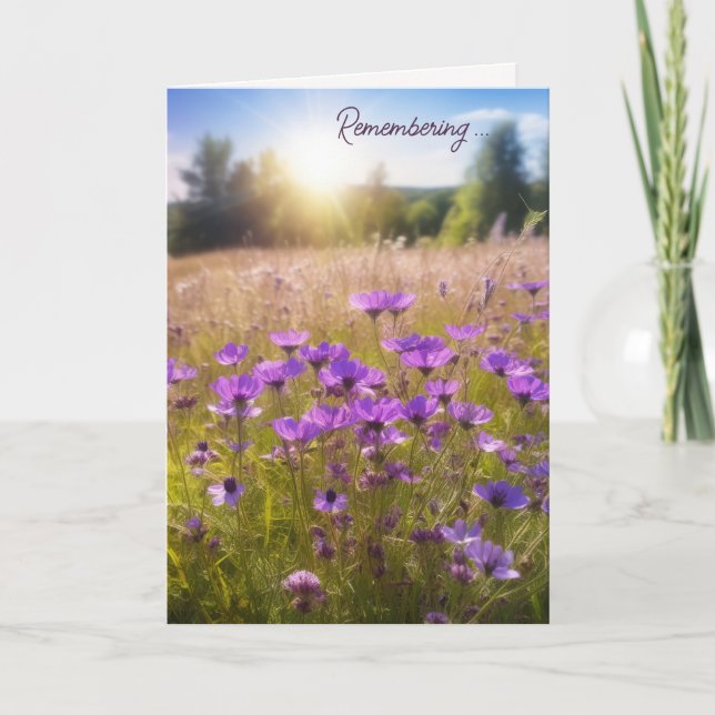 Tarjeta Flores salvajes púrpura de verano para la simpatía (Anverso)