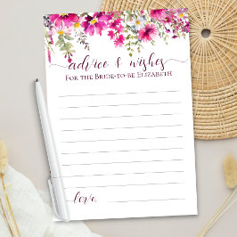 Tarjeta Flores salvajes rosadas brillantes Consejo sobre l