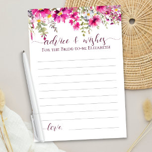 Tarjeta Flores salvajes rosadas brillantes Consejo sobre l