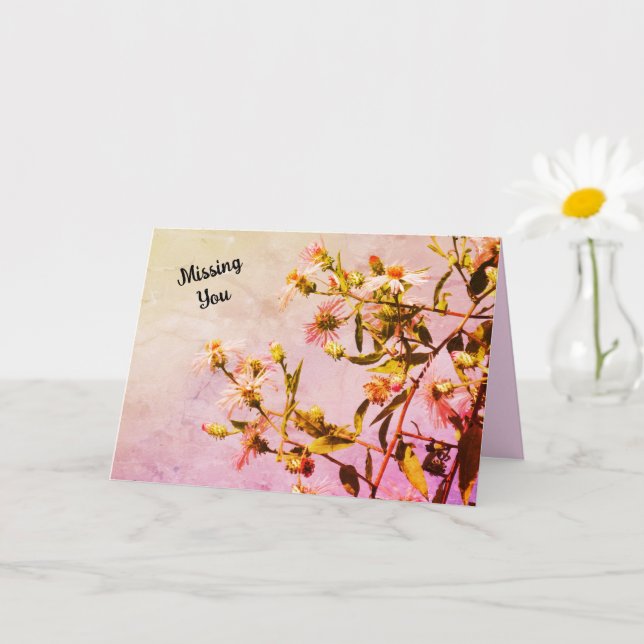 Tarjeta Flores salvajes rosadas personalizables (Planta pequeña)