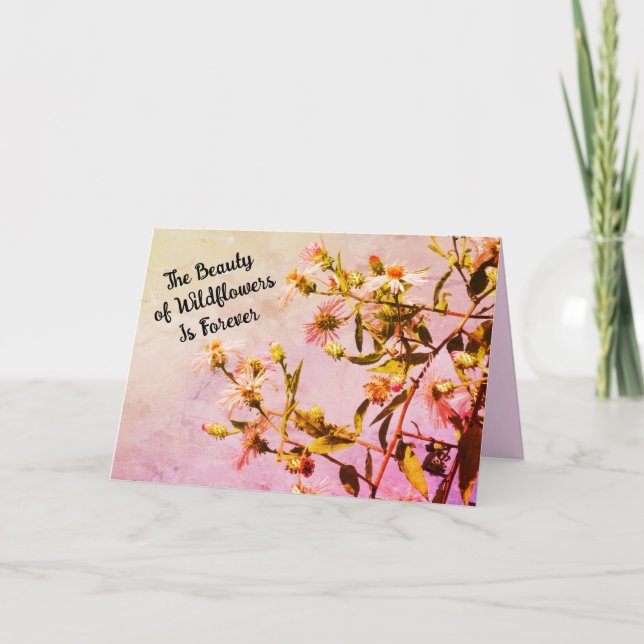 Tarjeta Flores salvajes rosadas personalizables cumpleaños (Anverso)