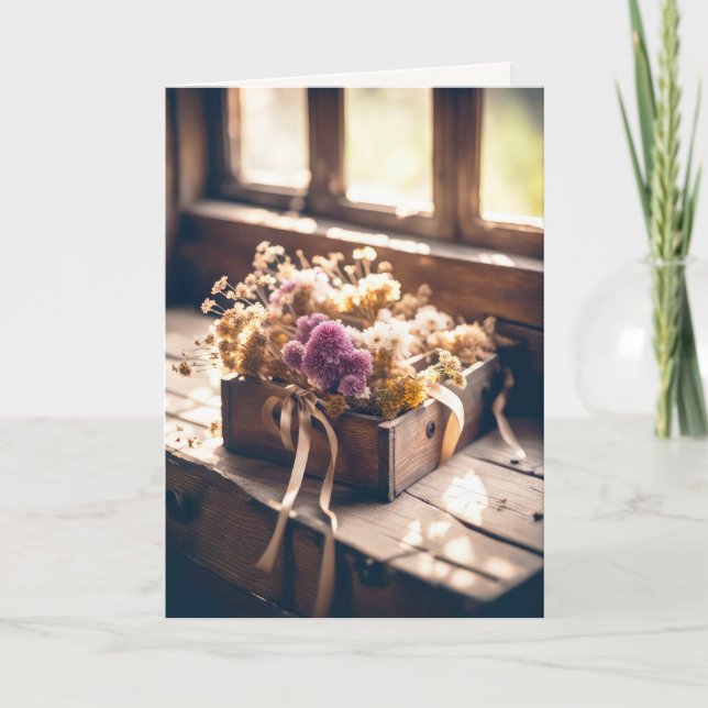 Tarjeta Flores Secas En La Caja Para Pensar En Ti (Anverso)