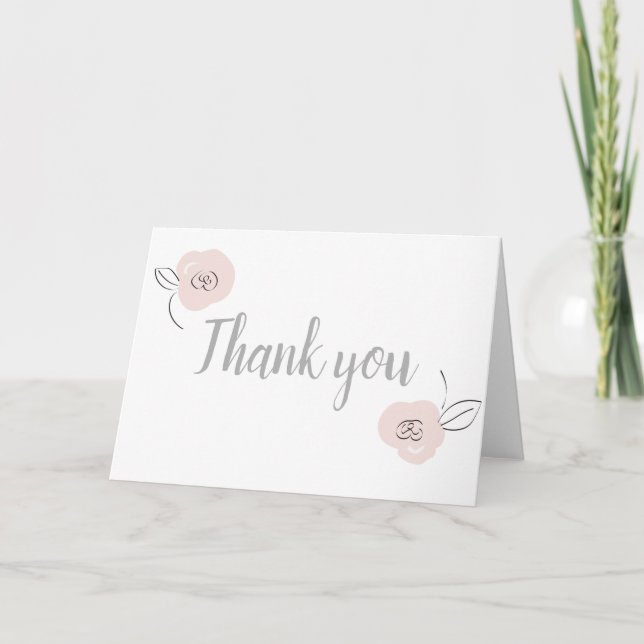 Tarjeta Flores Sencillas Y Gris Y Rosa Claro (Anverso)