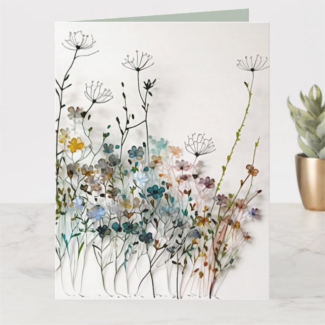 Tarjeta Flores silvestres - acuarela (Planta pequeña)
