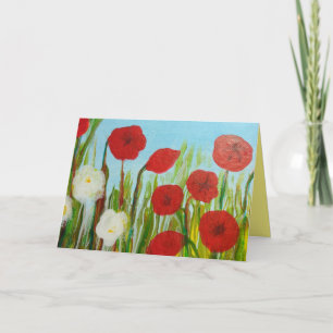 Tarjeta Flores silvestres, amapolas y daises Pascua