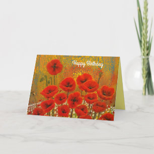 Tarjeta Flores silvestres, amapolas y margaritas Feliz cum