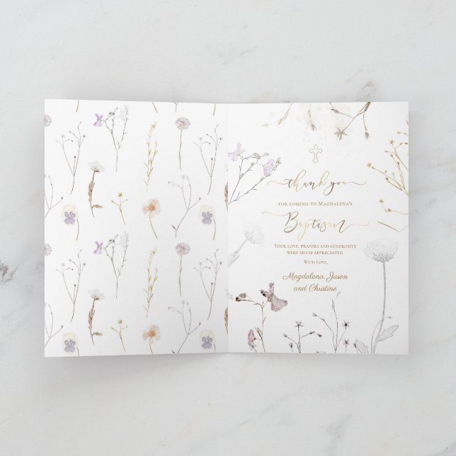 Tarjeta flores silvestres Baptism gracias por venir (Interior)