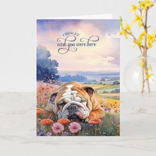 Tarjeta Flores Silvestres Bulldog Inglés te Extrañan