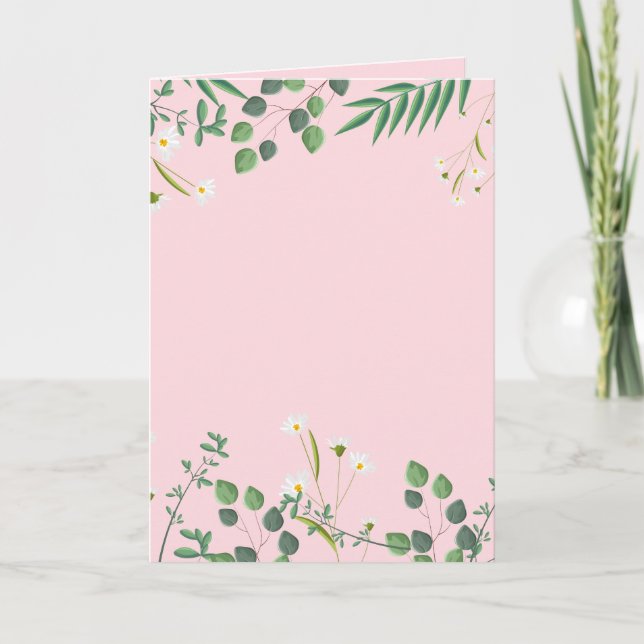 Tarjeta Flores Silvestres con Boda Rosa (Anverso)