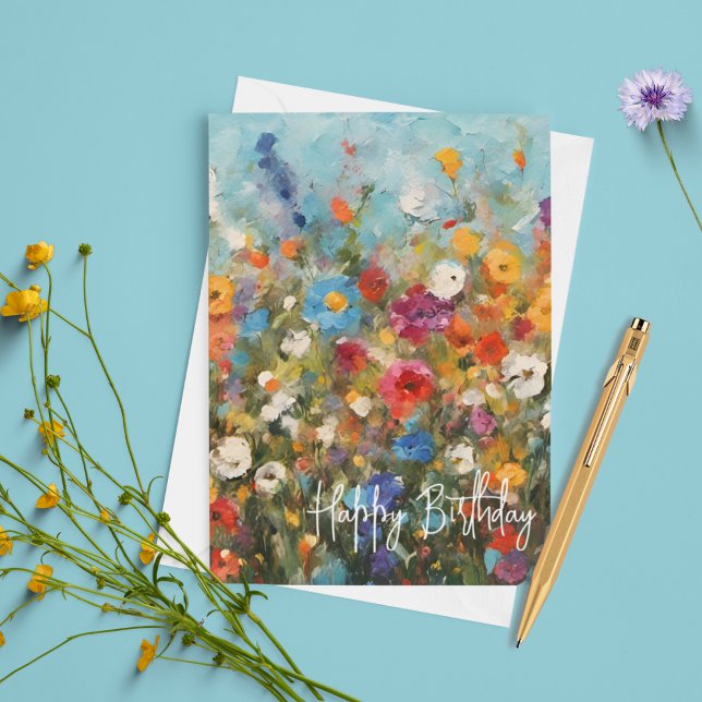 Tarjeta Flores silvestres Cumpleaños o cualquier ocasión T (All text on this card can be changed or removed to make it suitable for any occasion or sentiment.)