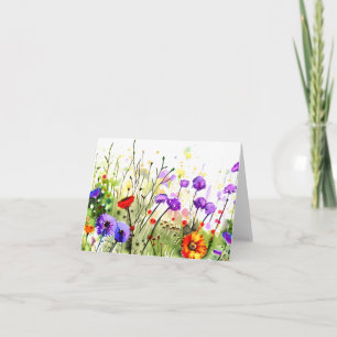 Tarjeta Flores silvestres de acuarela de primavera persona