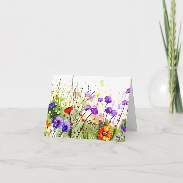Tarjeta Flores silvestres de acuarela de primavera persona (Anverso)