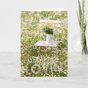 Tarjeta Flores silvestres de campo de amor de verano + tex