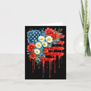Tarjeta Flores silvestres de la bandera estadounidense del