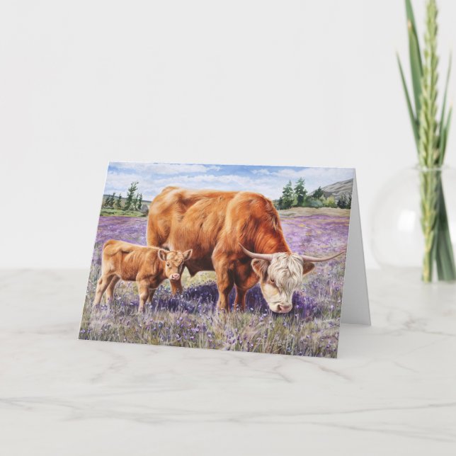 Tarjeta Flores silvestres de la vaca y el ternero púrpura (Anverso)
